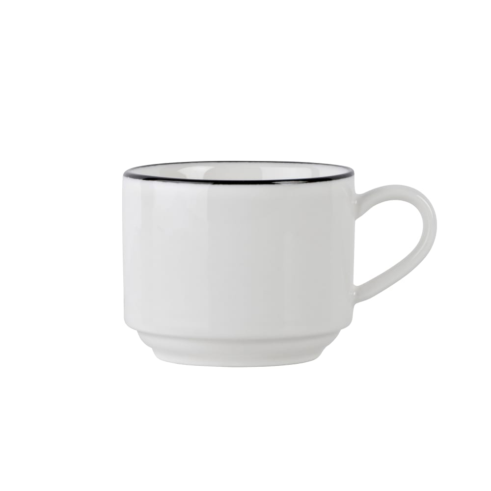 106-5305866 3 oz Bistro Cup - Porcelain, Black Pinstripe