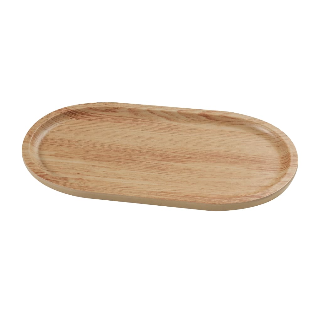 614-WD2512 12 1/2" x 6 1/4" Oval Melamine Dinner Plate - Golden Oak