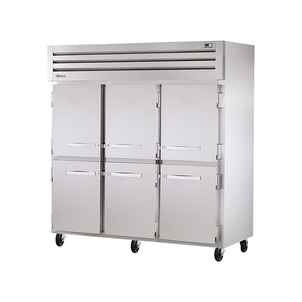 598-TR3R6HS 77 3/4" Three Section Reach In Refrigerator, 6 Left/Right Hinge Solid Doors, 115...