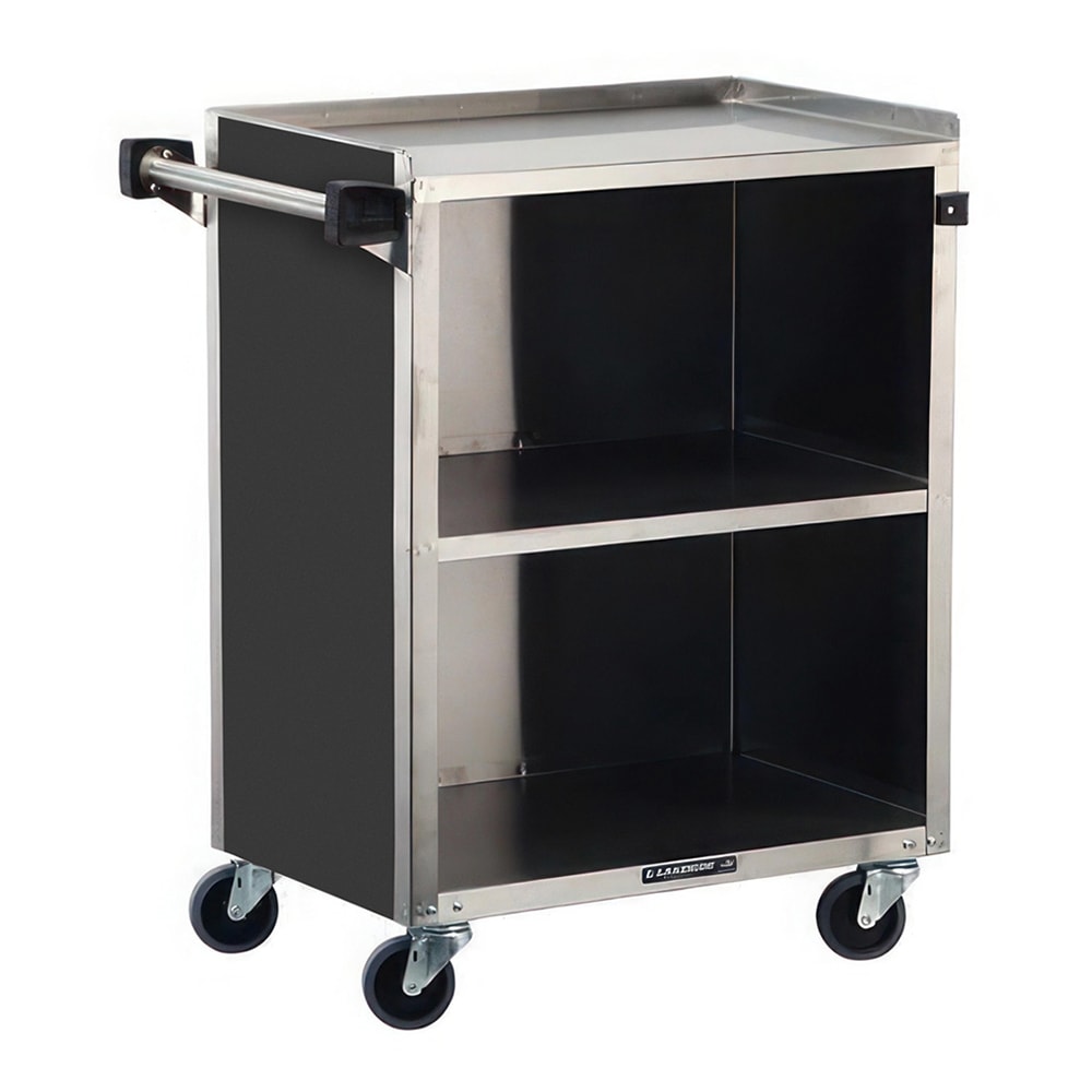 121-610BLK 27 3/4"L Metal Bus Cart w/ (3) Levels, Shelves, Black
