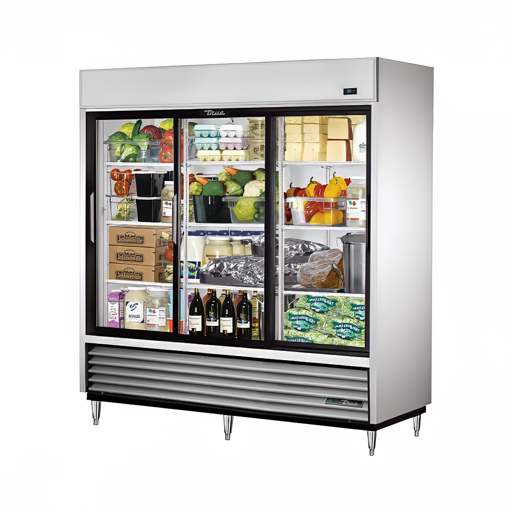 598-TSD69GLD 78 1/10" Three Section Reach In Refrigerator, (3) Sliding Glass Doors, 115v