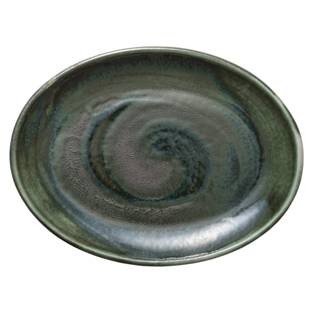 192-801222541000103 10" x 7 1/2" Oval Perfect Match Coupe Platter - Porcelain, Avocado