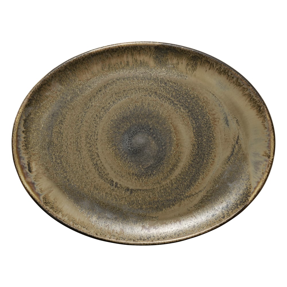 192-801223641000102 14 1/4" x 11" Oval Perfect Match Platter - Porcelain, Cumin
