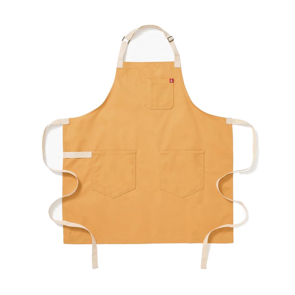 603-HB001543 Full Length Bib Apron w/ (2) Pockets - 33" x 30", Cotton, Egg Yolk Yellow
