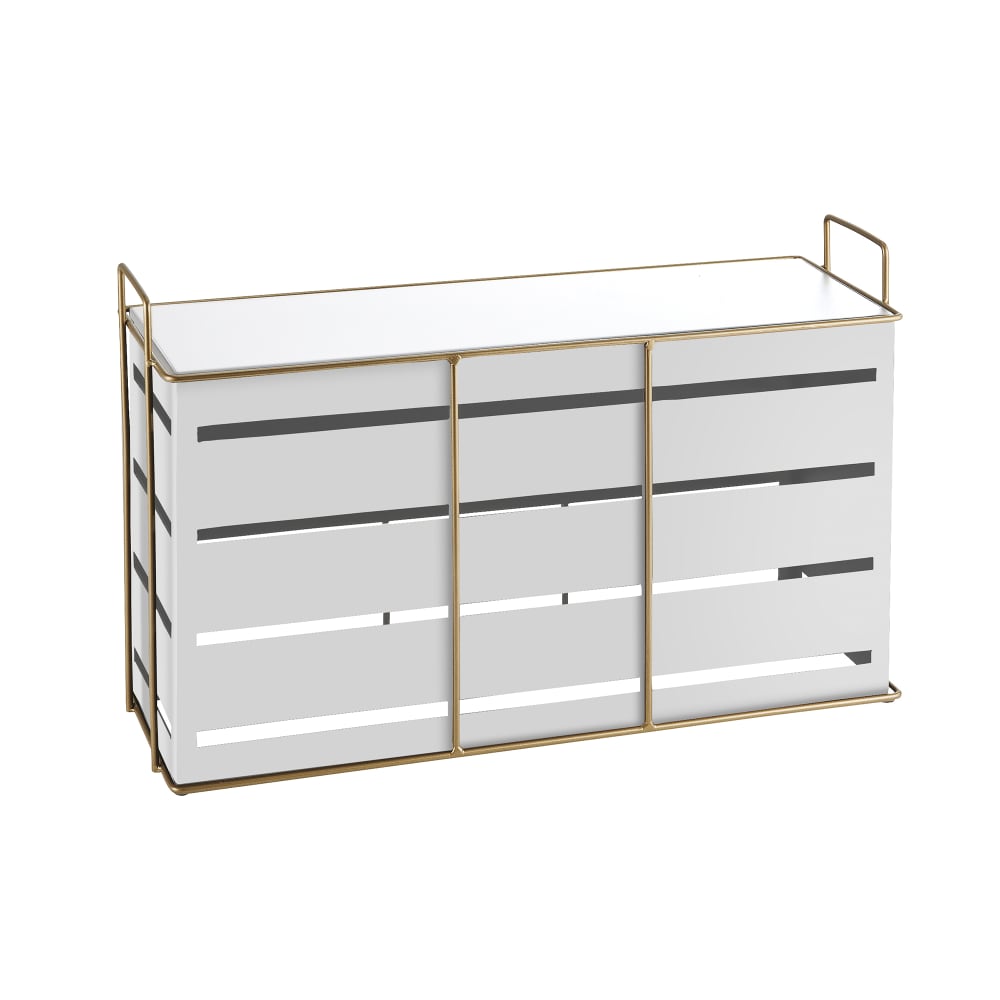151-220871315 Rectangular Empire Riser - 20 1/2" x 7" x 13"H, Metal, White/Gold