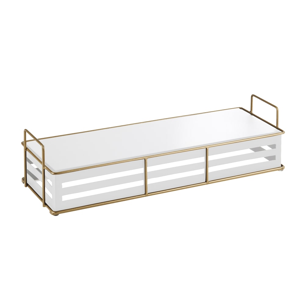 151-22087515 Rectangular Empire Riser - 20 1/2" x 7" x 5"H, Metal, White/Gold