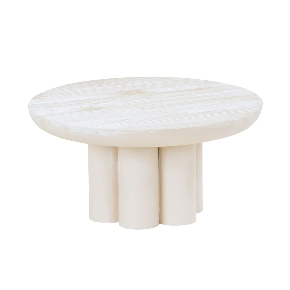 151-224536113 12" Round Pedestal Riser - 6"H, Pine Wood, White-Washed
