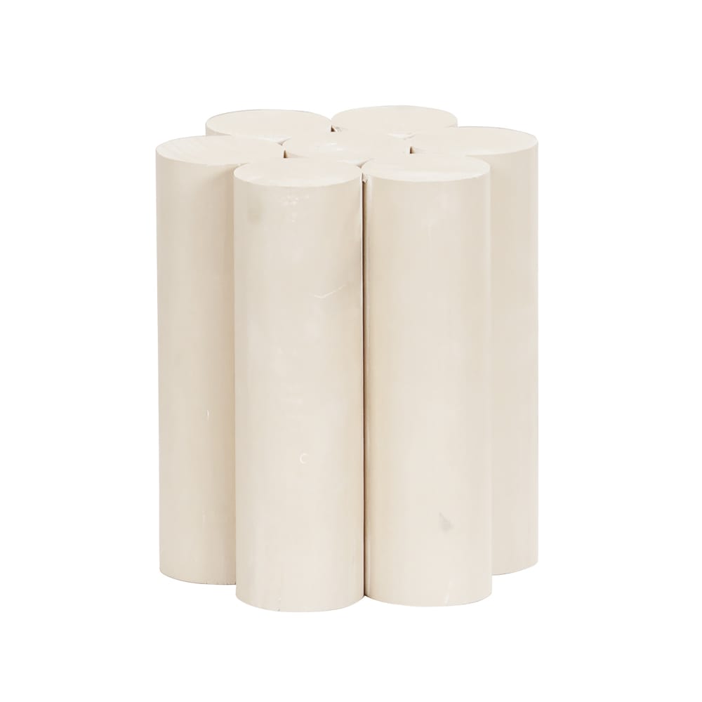 151-224537BASE 6" Round Pedestal Riser - 7"H, Pine Wood, White-Washed