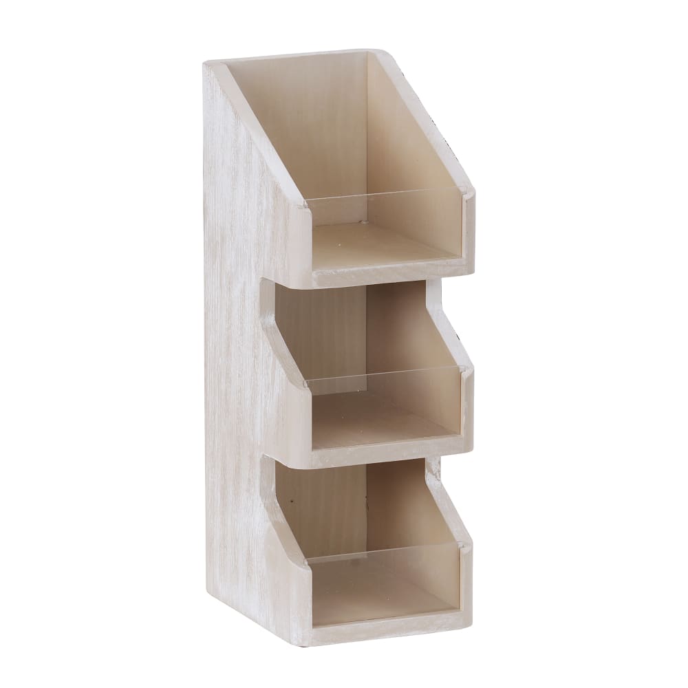 151-224553113 Condiment Organizer w/ (3) Bins, 6" x 7" x 16"H, White-Washed