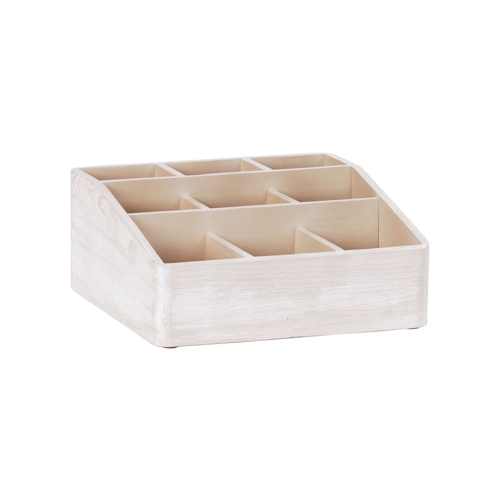 151-22456113 Condiment Organizer w/ (9) Bins, 12" x 12" x 5 1/2"H, White-Washed