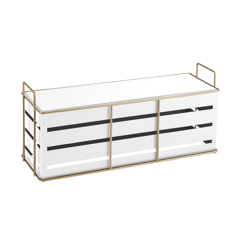 151-22087915 Rectangular Empire Riser - 20 1/2" x 7" x 9"H, Metal, White/Gold