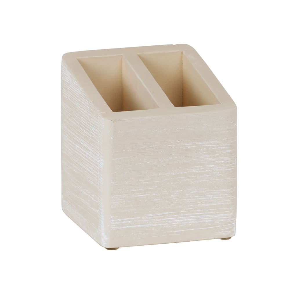 151-22429113 2 Compartment Stir Stick Straw Holder - 5" x 5" x 5 1/2", White-Washe...