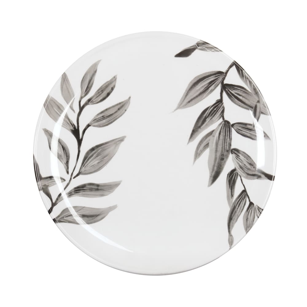 151-2235110118 10" Round Melamine Dinner Plate, White/Black