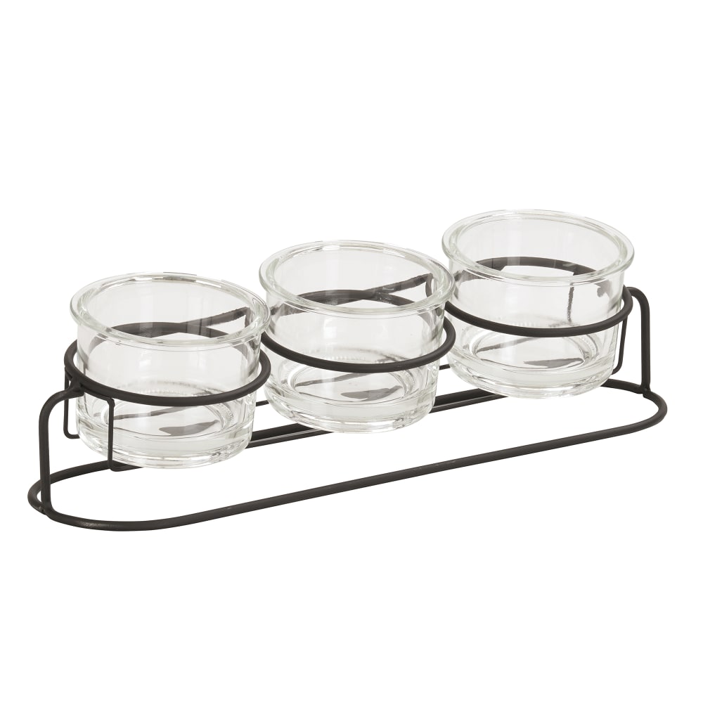 151-226023213 Rectangular 3 Compartment Condiment Jar Display - Clear/Black