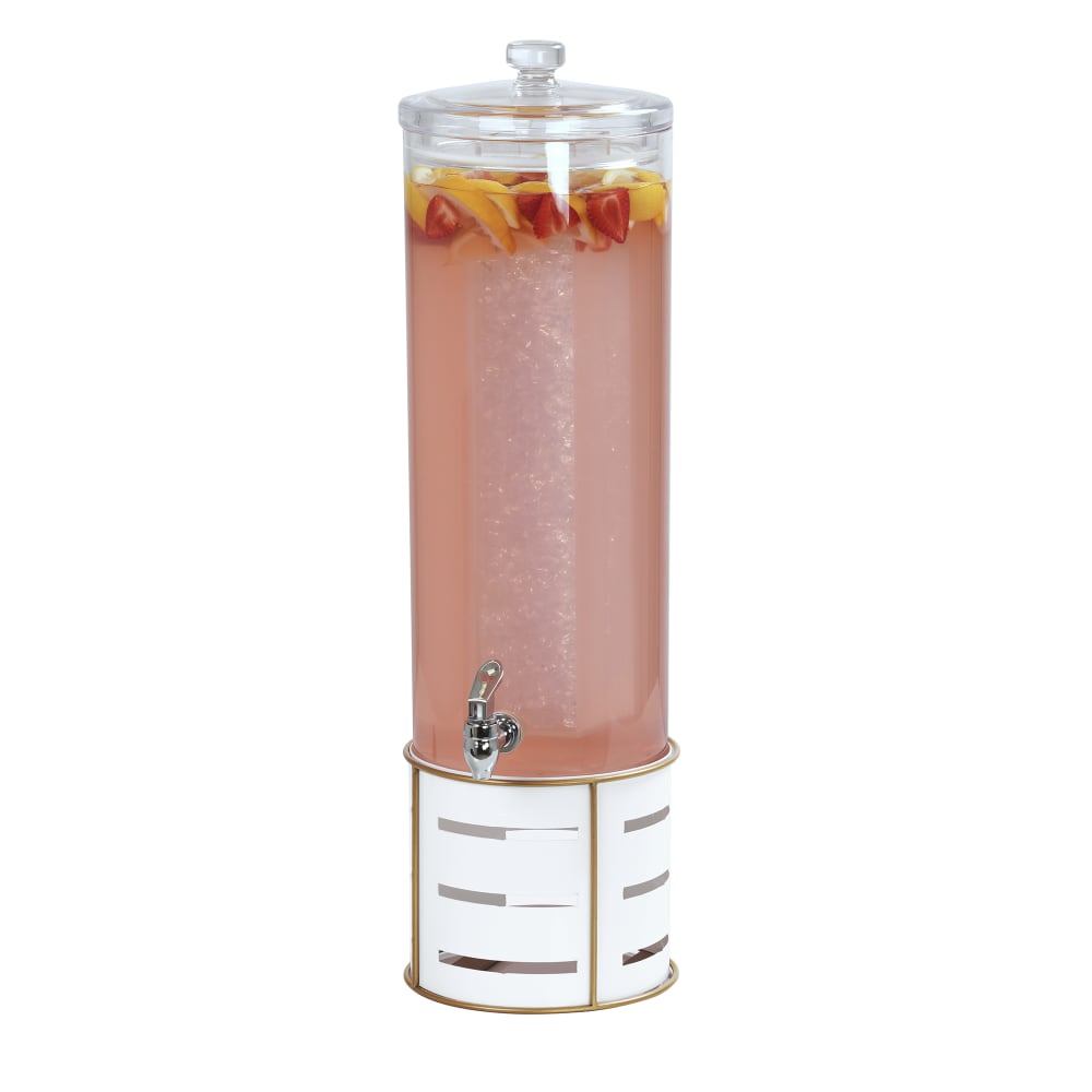 Cal-Mil 22631-3-15 3 gal Beverage Dispenser w/ Ice Chamber - Acrylic Container, White Metal Base