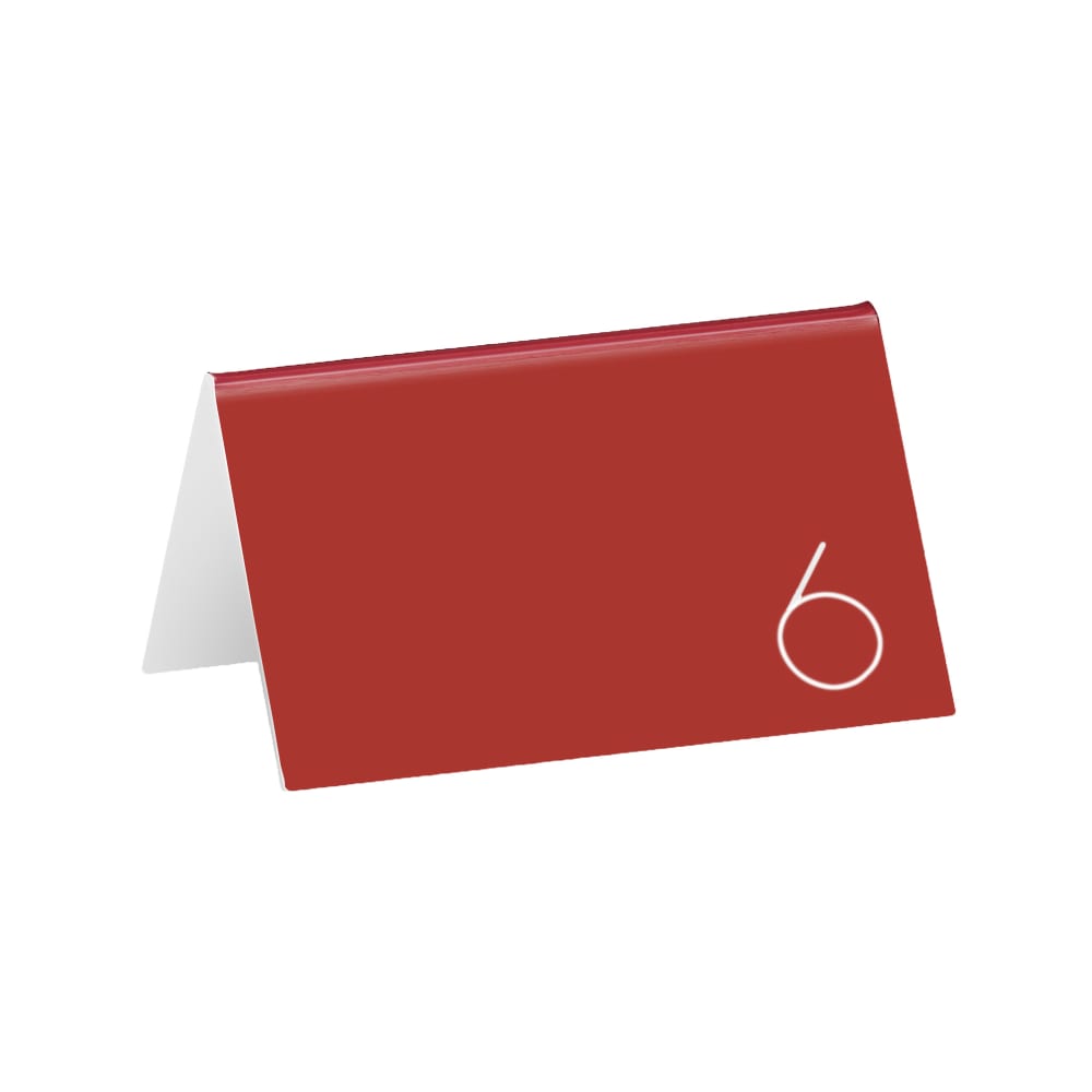 151-22625A1 Tabletop Number Tents - #1-25, 5" x 3 1/2", Red/White