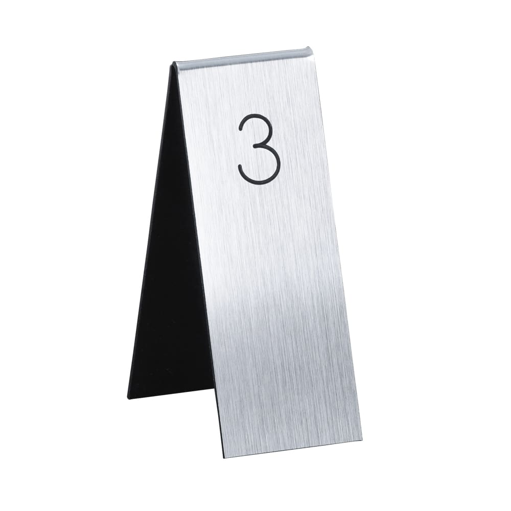 151-2262310 1 3/4" Tabletop Number Tent - Any Number Sequence, Silver/Black