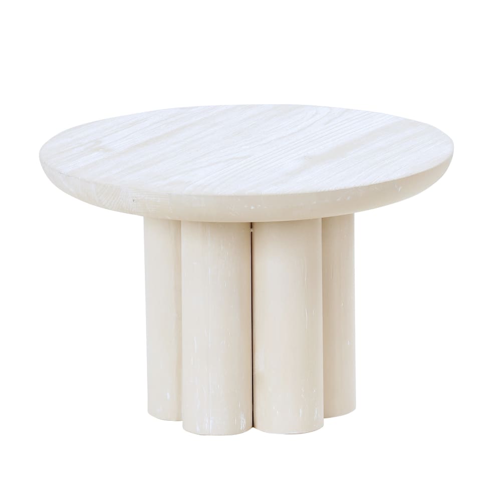151-224538113 12" Round Pedestal Riser - 8"H, Pine Wood, White-Washed