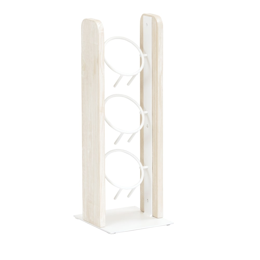 151-3411113 20 1/2" 3 Tier Cylinder Display, White-Washed Pine Wood
