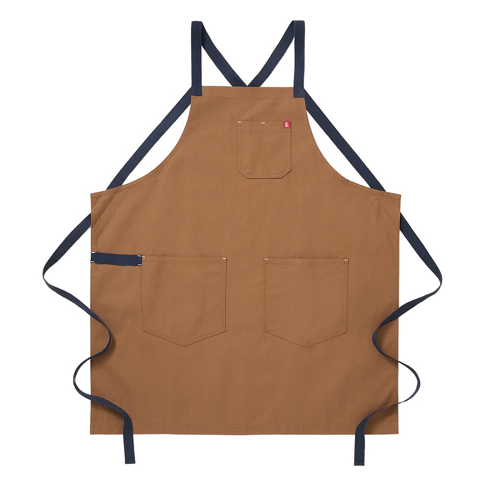 603-HB001634 Cross Back Bib Apron - 33" x 30", Cotton, Denver Brown