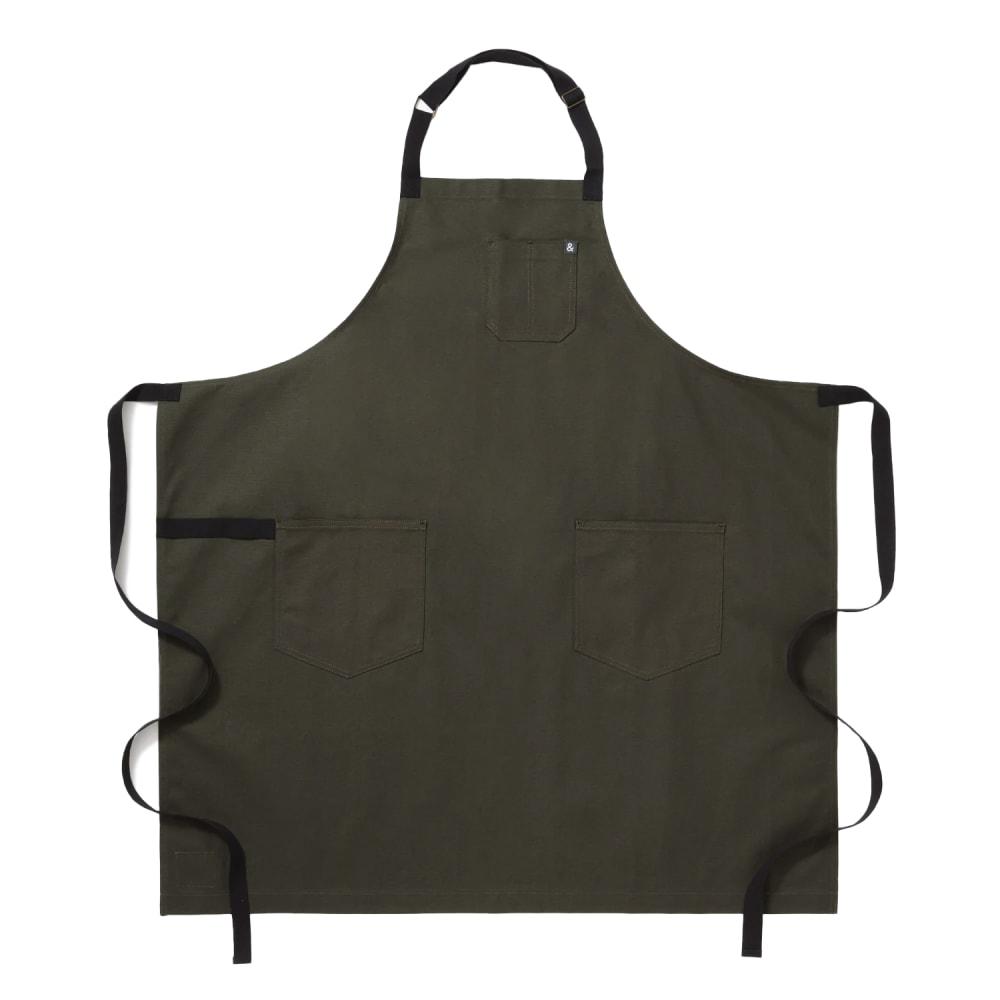 603-HB001639 Bib Apron - 39 1/2" x 37", Cotton, Olive Green