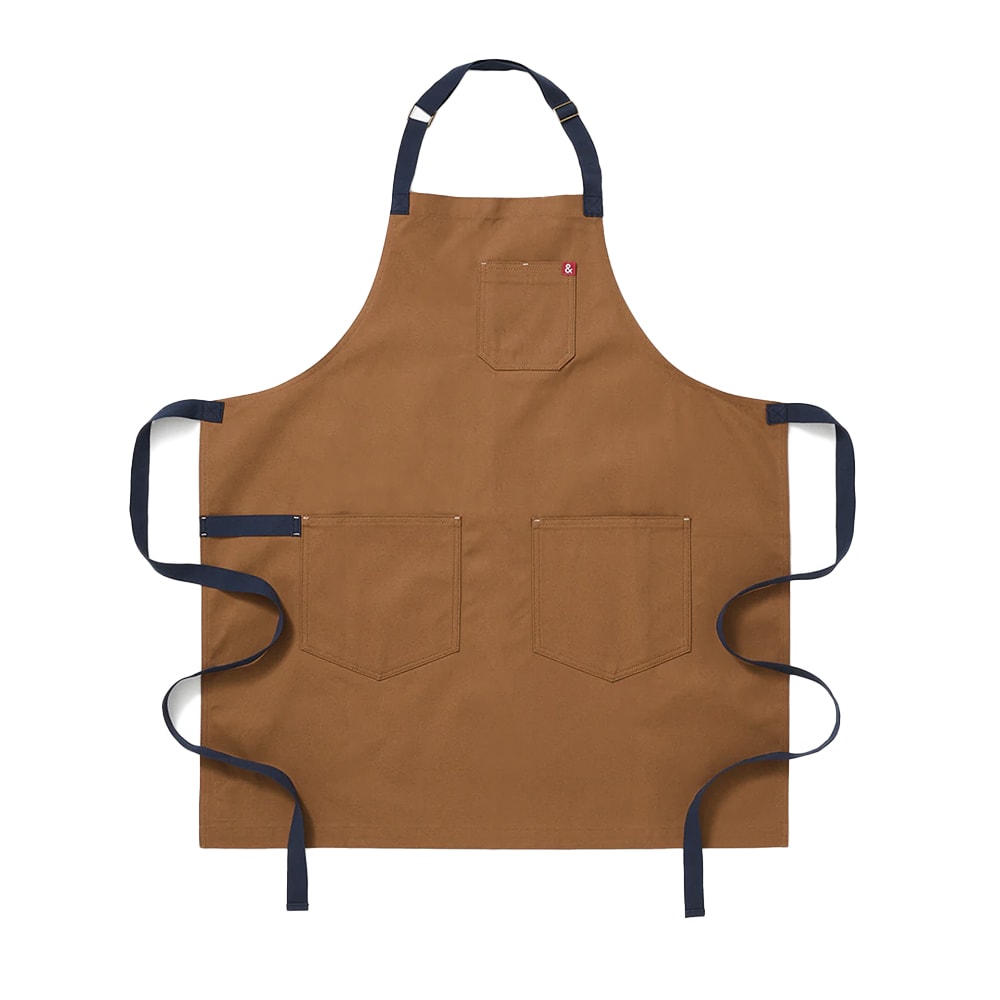 603-HB001635 Full Length Bib Apron w/ (2) Pockets - 33" x 30", Cotton, Denver Brown