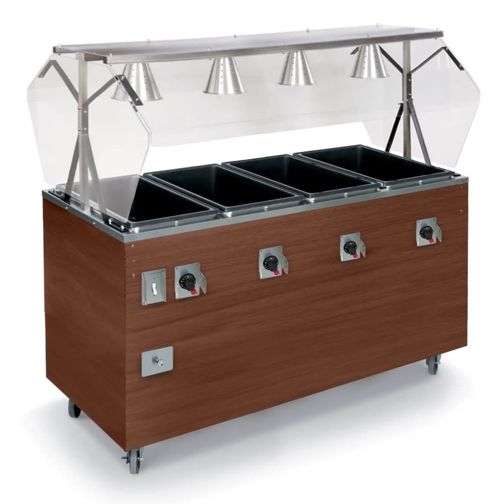175-38776 60" Affordable Portable™ Cold Food Bar - (4) Pan Capacity, Floor Model, Cherry Woo...
