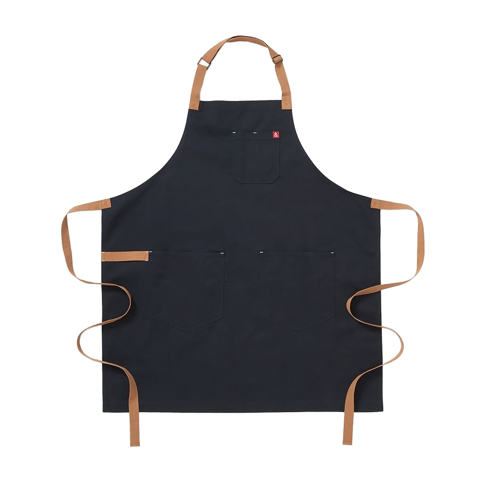 603-HB001747 Full Length Bib Apron w/ (2) Pockets - 33" x 30", Cotton, Midnight Cider B...
