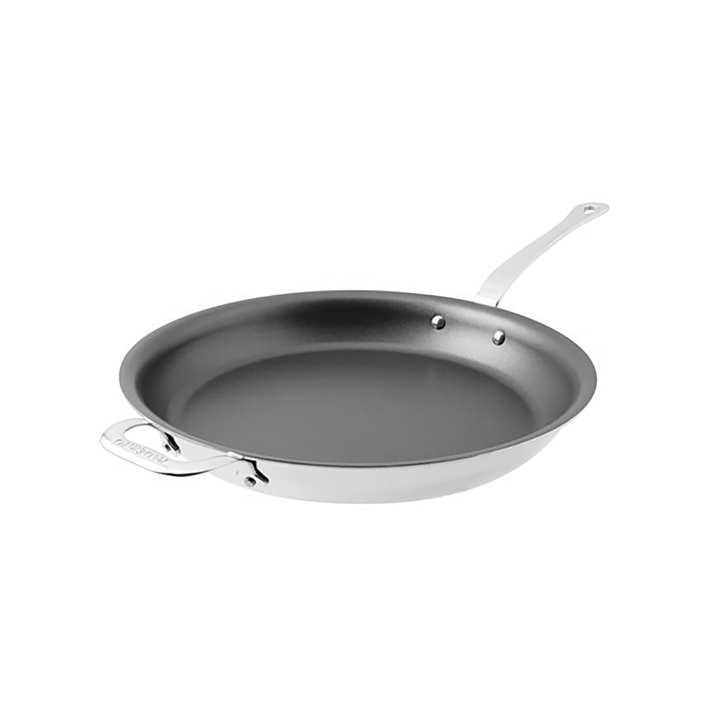 095-1221736 14 1/8" Aluminum/Stainless Steel Frying Pan w/ Stainless Steel Handle