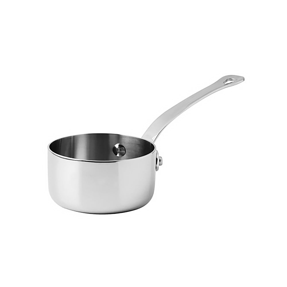 095-1220609 10 1/4 oz Aluminum/Stainless Steel Mini Saucepan Ramekin, Silver