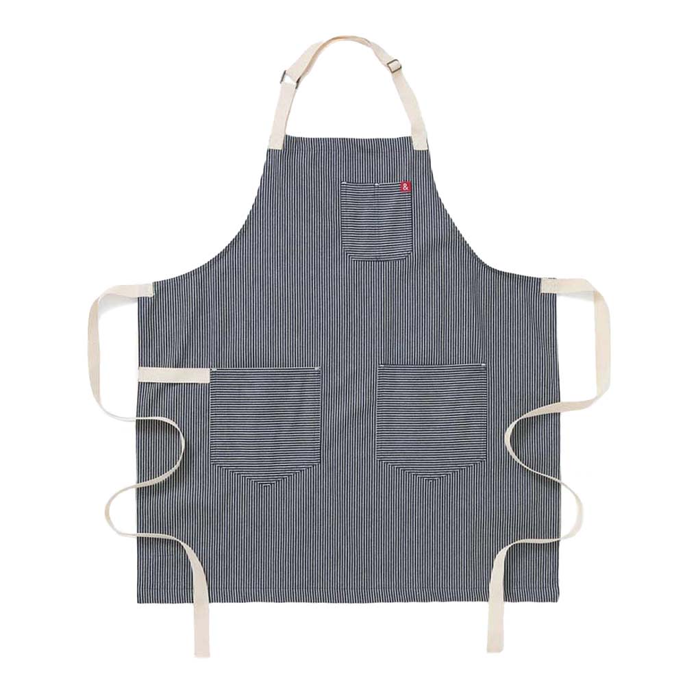603-HB001218 Full Length Bib Apron w/ (2) Pockets - 33" x 30", Cotton, Hickory Denim