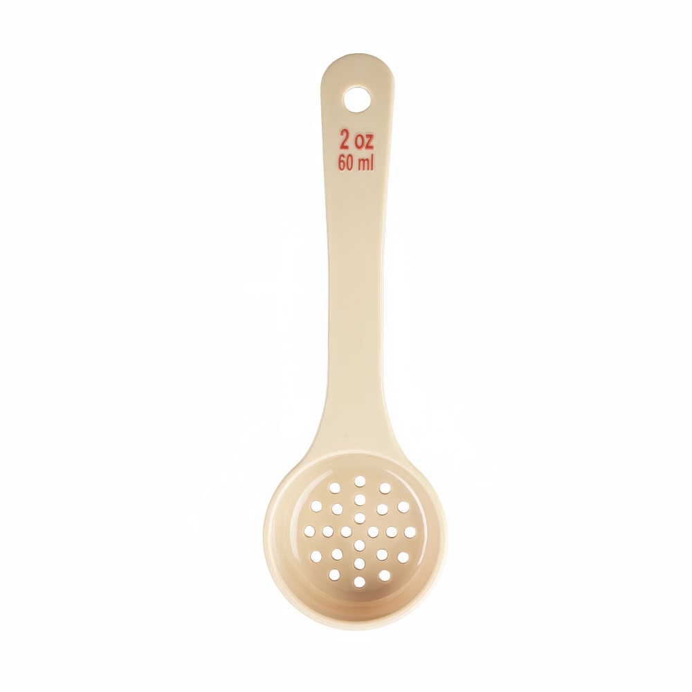 Tablecraft 10643 2 oz Perforated Portion Spoon w/ Short Handle - Polycarbonate, Beige
