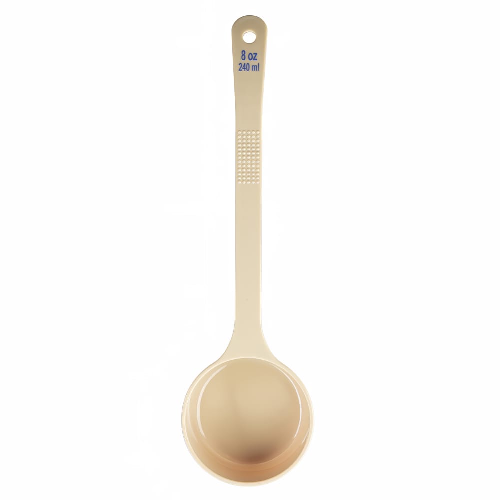 229-10660 8 oz Solid Portion Spoon w/ Long Handle - Polycarbonate, Beige