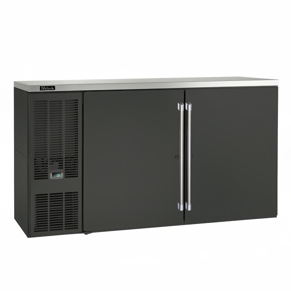 199-BBS60BSLSTK 60" Bar Refrigerator - 2 Swinging Solid Doors, Black, 120v