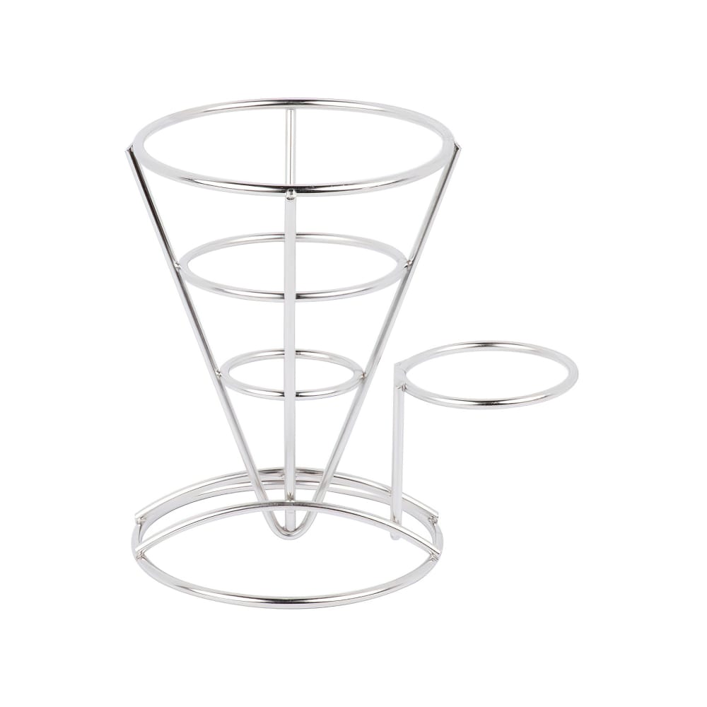 284-488864 5" Round Wire Fry Cone Basket w/ (1) Condiment Holder - 7"H, Stainless Steel
