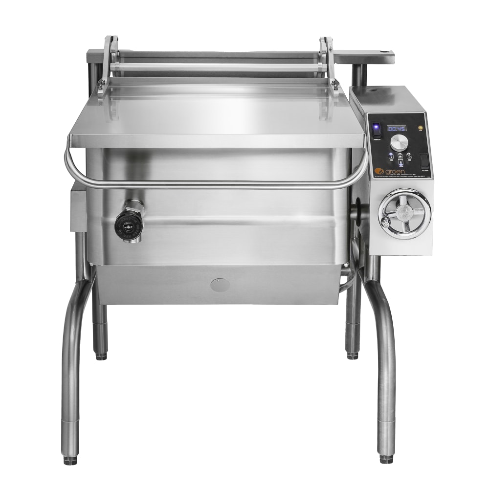 167-BPM30E 30 gal. Tilt Skillet - Open Leg Base, Polished Pan, Measurement Marks, 208v/3ph
