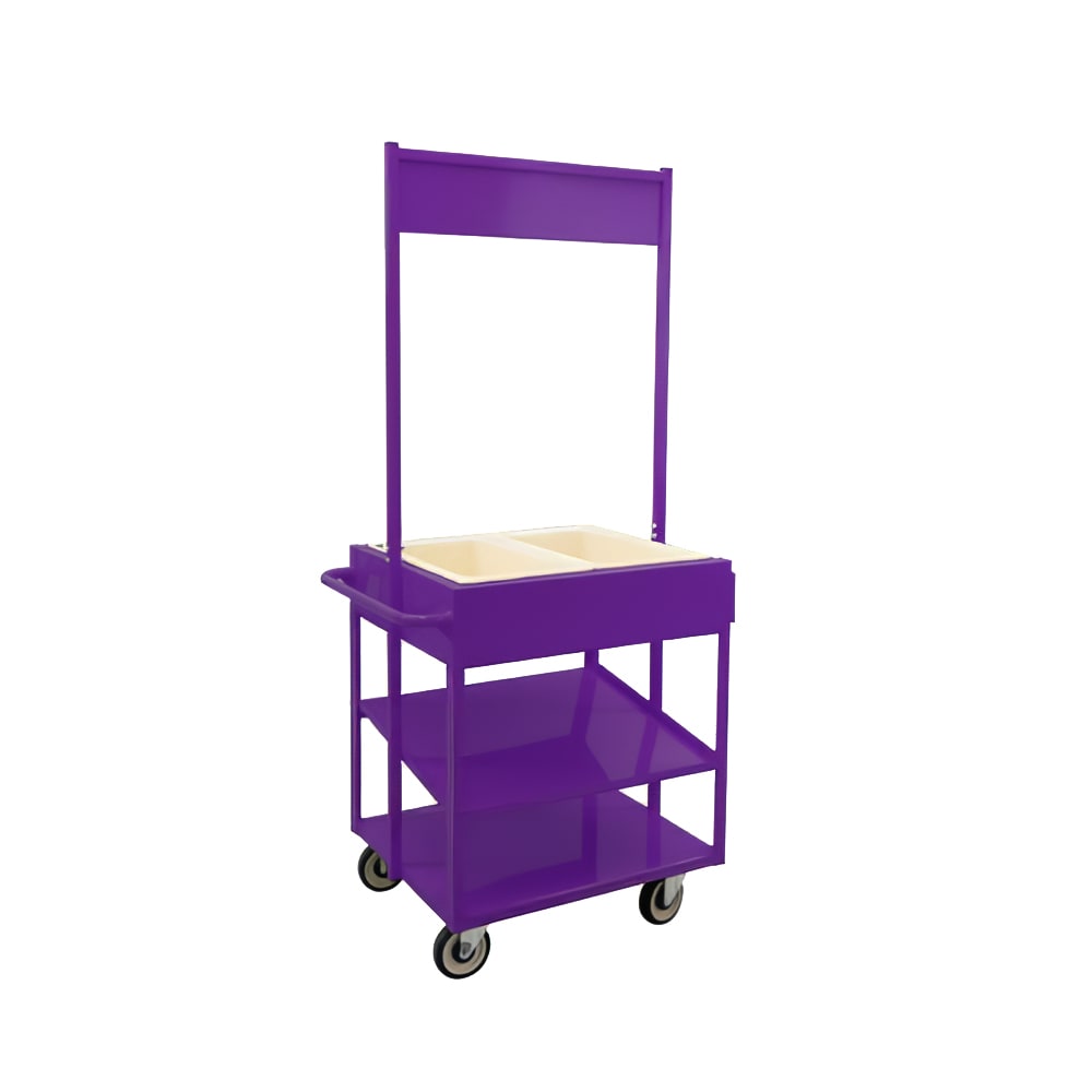 New Age 52861 3 Level Share Cart w/ (2) Coldmaster® Food Pans - Aluminum, Purple