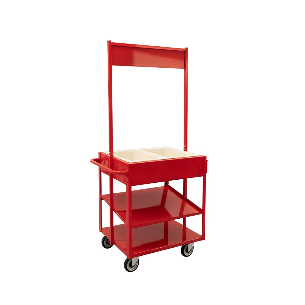 New Age 52861 3 Level Share Cart w/ (2) Coldmaster® Food Pans - Aluminum, Red