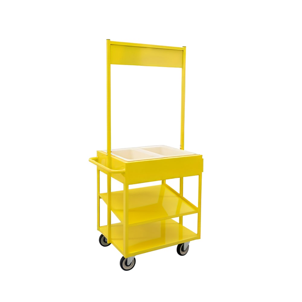 New Age 52861 3 Level Share Cart w/ (2) Coldmaster® Food Pans - Aluminum, Yellow