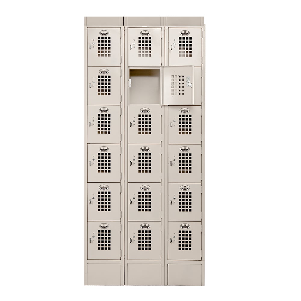 145-WL618ST 3 Column Locker w/ (18) 10" x 18" x 12" Compartments, Beige
