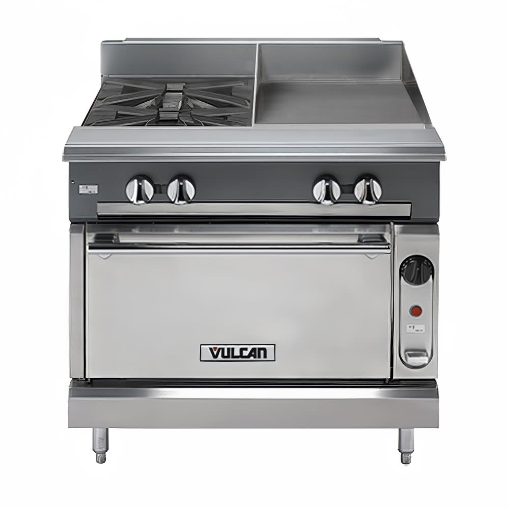 207-V2BG18SLP 36" 2 Burner Gas Range w/ Griddle & Standard Oven, Liquid Propane