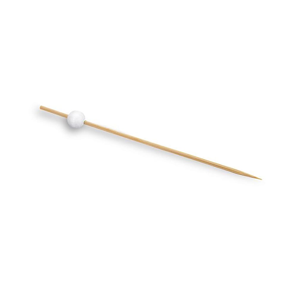 872-AST014WHB83 4 1/2" Bamboo Ball Pick, White