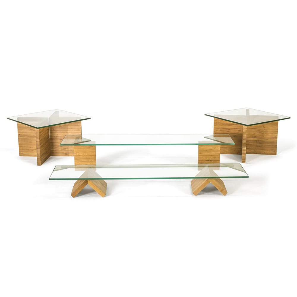 872-BST007MUM28 12 Piece Buffet Essentials Riser Set - Bamboo/ Glass