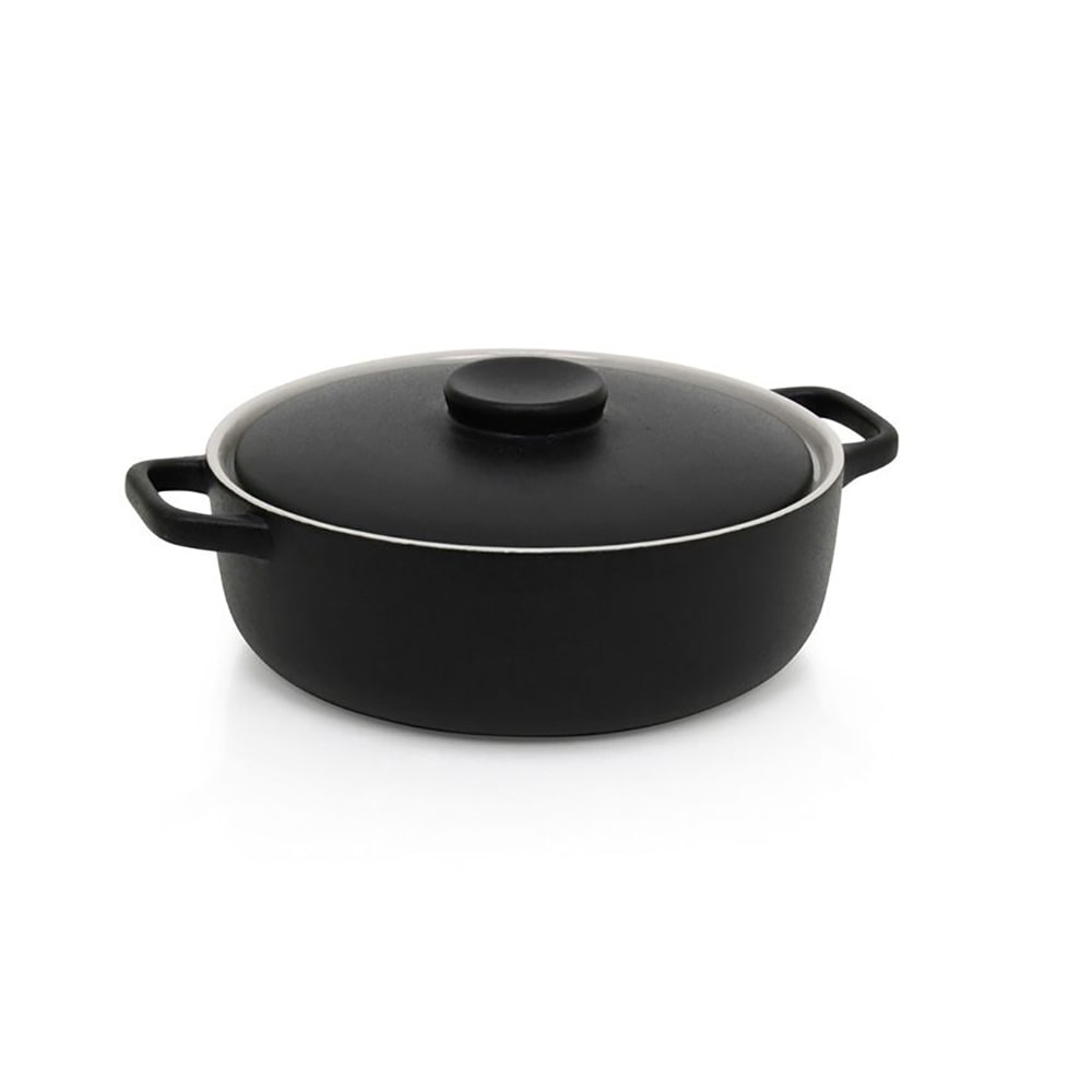 872-DBO139BKC20 74 oz Round Kiln® Baking Dish w/ Lid - Porcelain, Black