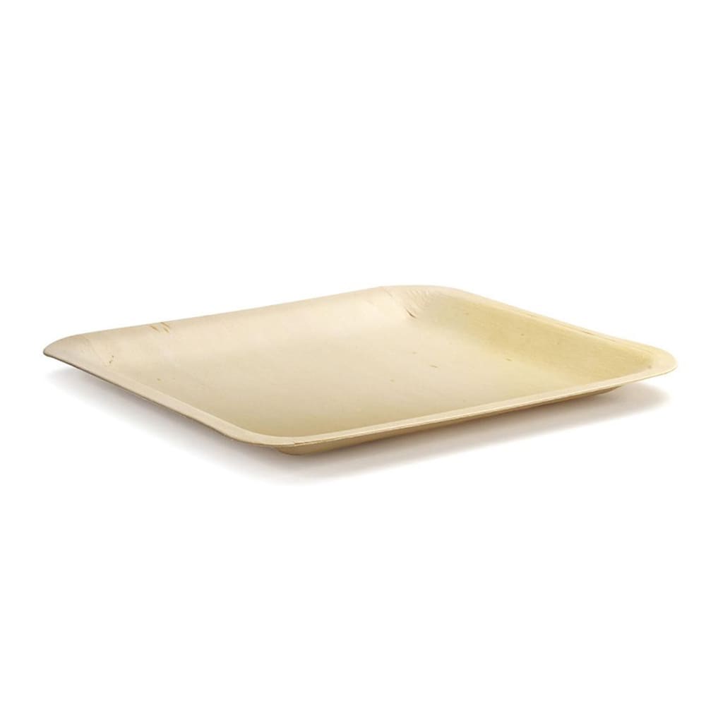 872-DDP040NAW28 10" Square Servewise® Disposable Plate, Pinewood