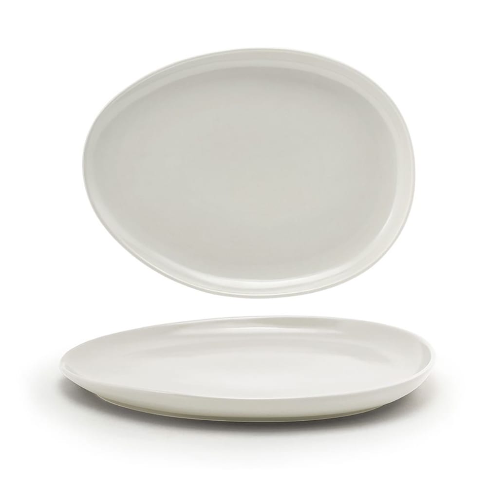 872-DOS032BEP20 Oval Tides™ Plate - 13" x 9 3/4", Porcelain, Scallop