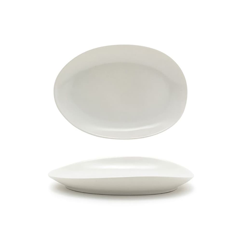 872-DSP033BEP22 Oval Tides™ Plate - 8" x 5 1/2", Porcelain, Scallop