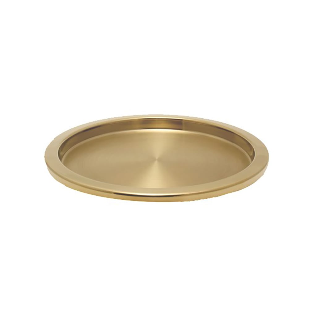872-RRT011GOS21 14" Round Serving Tray - Stainless Steel, Matte Brass