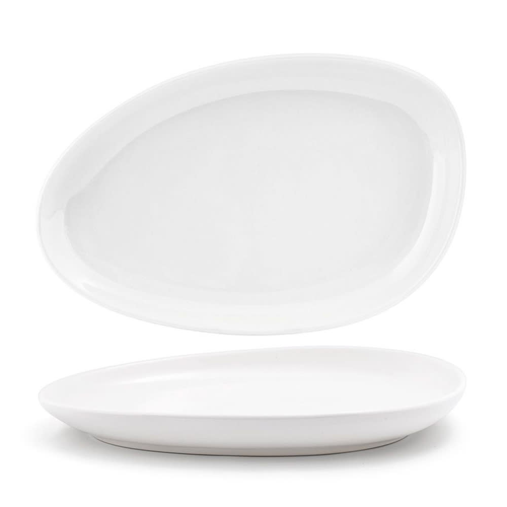 872-SPT056WHP20 Oval Kiln® Plate - 14" x 9", Porcelain, White