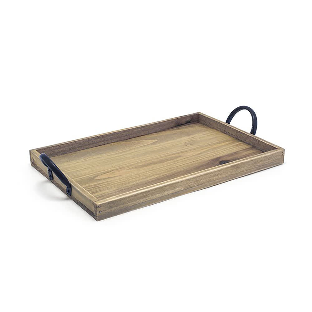 872-SPT058NAW21 Rectangular Rustic Wood™ Serving Tray - 13" x 9", Wood